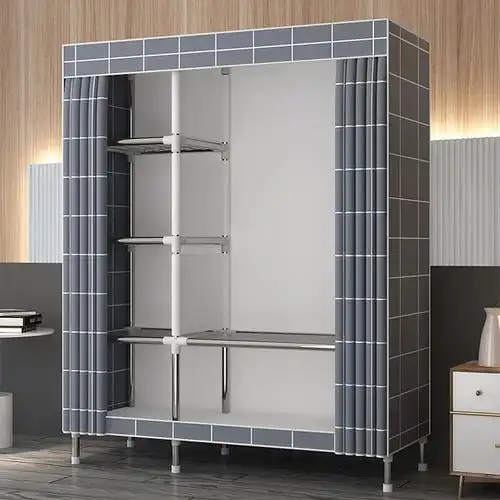 衣柜出租房用结实加粗全钢架简易衣柜家用卧室小户型自行组装衣橱