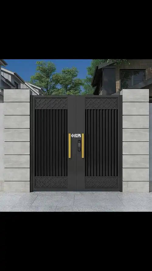 新款现代简约铝合金对开门不锈钢别墅庭院门