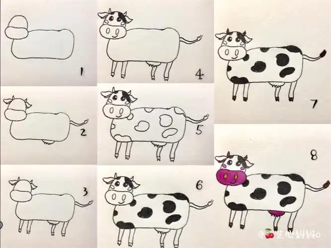 cow 牛的简笔画步骤