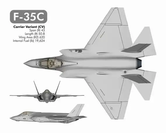 图文:f-35c舰载型战机三视图