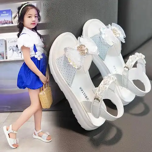 新款夏季女童凉鞋时尚防滑魔术贴公主中小童宝宝儿童凉鞋