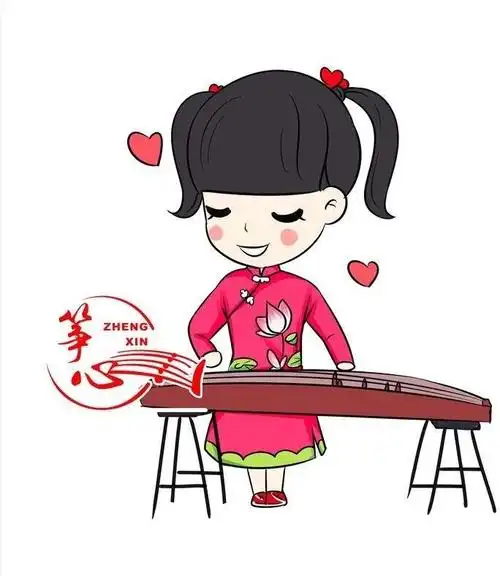 弹古筝头像女,古筝女孩卡通头像-图片大观-奇异网