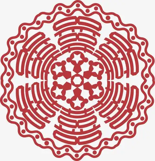 窗花圆形红色剪纸