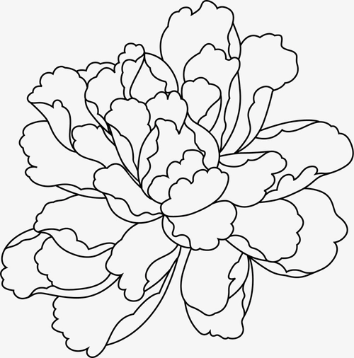 黑色手绘线条牡丹花中秋