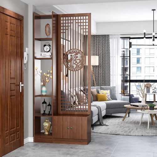 新中式屏风隔断简约现代客厅餐厅实木简约入户家用储物柜鞋柜