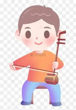 拉二胡音乐的插画