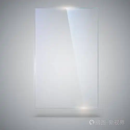 张空白的透明的矢量玻璃板矢量模板与副本空间垂直横幅照片真实感纹理