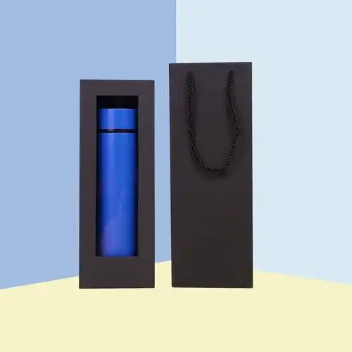 新款新年保温杯礼盒袋子两件套 冬季优选精美简约水杯开窗礼品盒