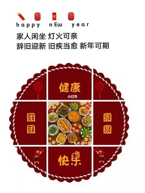 除夕年夜饭九宫格发圈文案配图