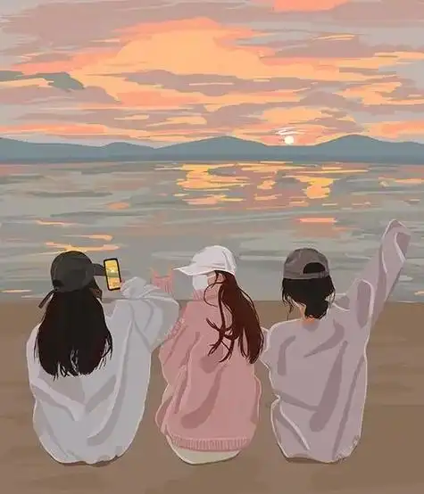 嗨,一起看海边吧,日出日落.最美的风景#闺蜜头像多人版 #抖 - 抖音