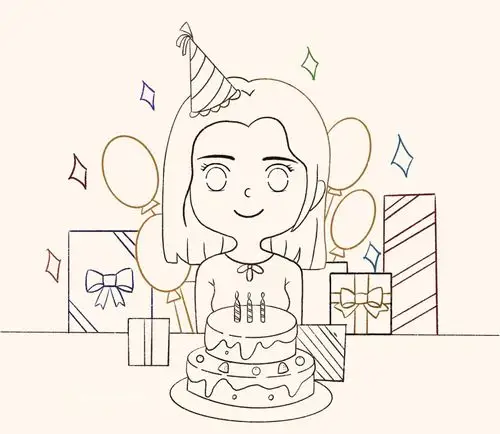 手绘生日卡procreate简笔画小白画画日记