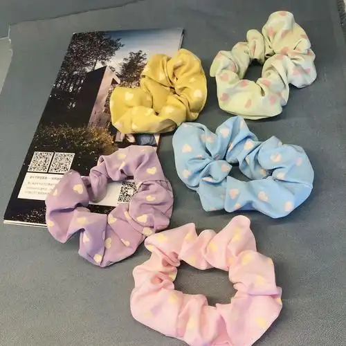 jk大肠发圈爱心缎面女发绳拉拉花校园网红系列少女爆款发夹大肠圈