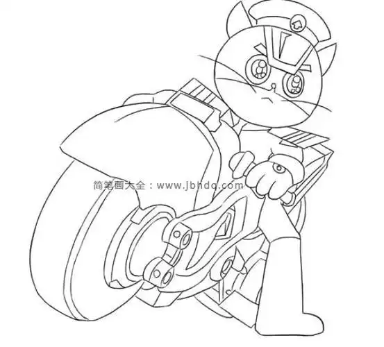 儿童简笔画警察摩托车