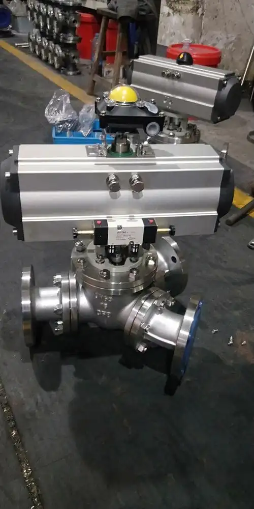 q642f-气动y型三通球阀 气动换向球阀 气动分流阀