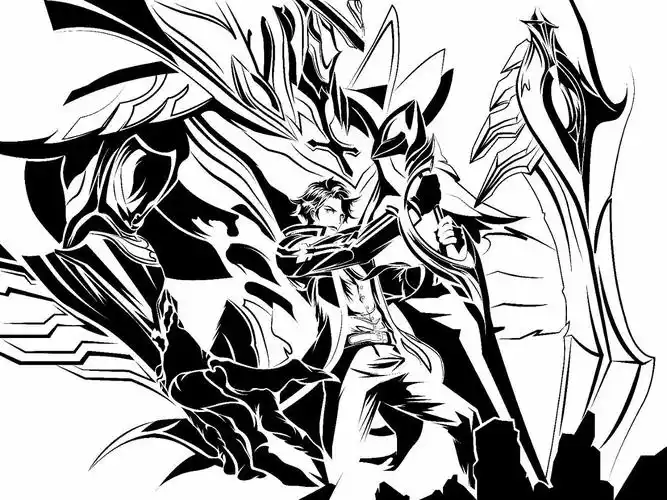 王者英雄黑白稿