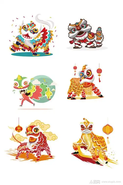 舞狮手绘素材素材免费下载,本作品是由紫妍上传的原创免抠元素素材