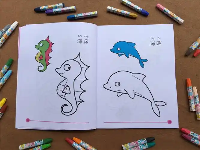 儿童涂色本幼儿园涂鸦填色绘画册宝宝学画画本入门3-6-9岁画画书