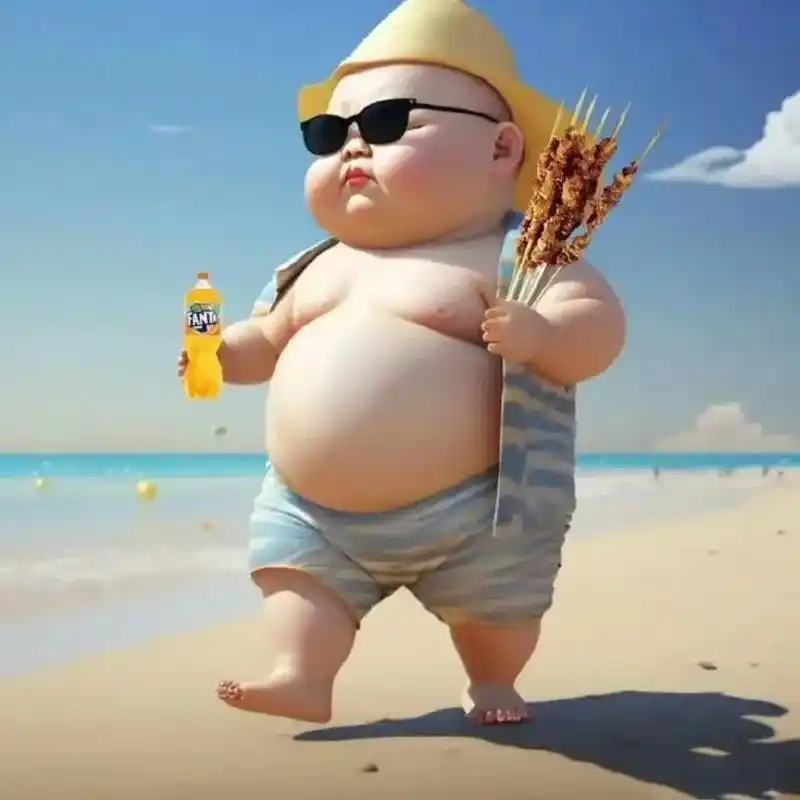 沙滩小胖子系列#我又来送图啦 #优质头像 #一起换头像 #萌 - 抖音