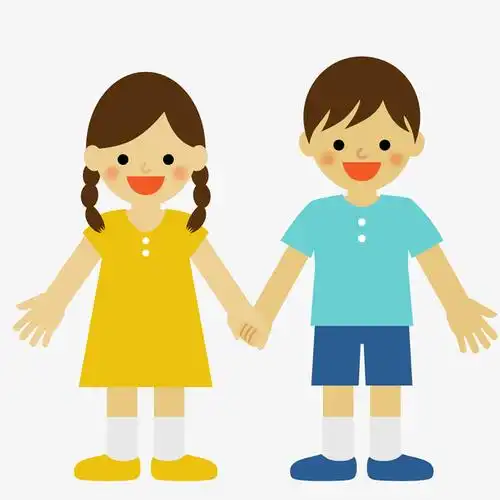 卡通手牵手的小孩设计