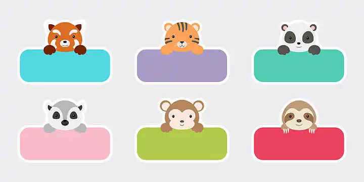 可爱的卡通动物形状记事本,记事本,办公室学校的旗帜标记,剪贴簿,印刷