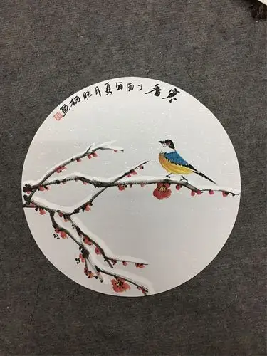【国画】晓柯花鸟——圆形花鸟小品