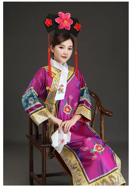 格格旗袍清朝满族古装女还珠服装宫女甄嬛传大码演出服饰 粉色格格服