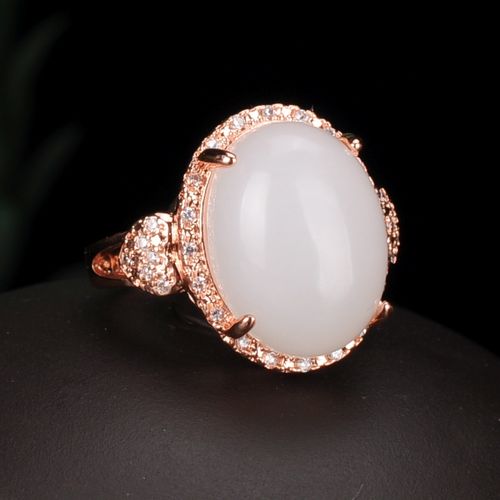 白玉戒指 女款 新疆和田_新疆和田玉女款戒指镶玉戒指白玉简约时尚活