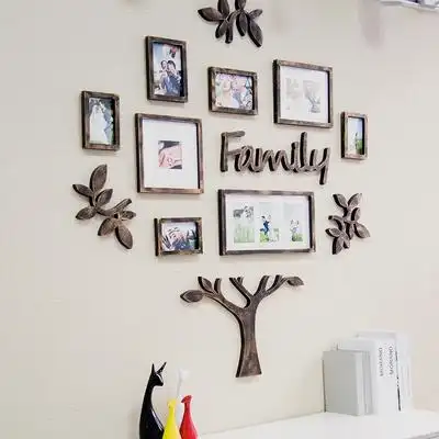 美式全家福照片墙装饰客厅餐厅创意个性树形相框墙相片挂墙成长树