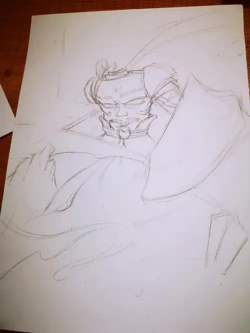 上古神话人物——刑天 手绘线稿图