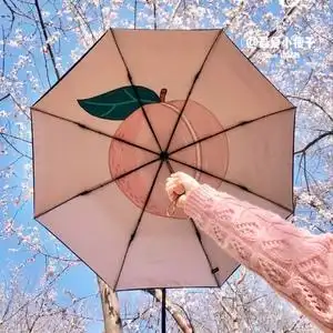 太好看了!蕉*下胶囊防晒伞三折五折果趣防紫外线折叠伞带防伪