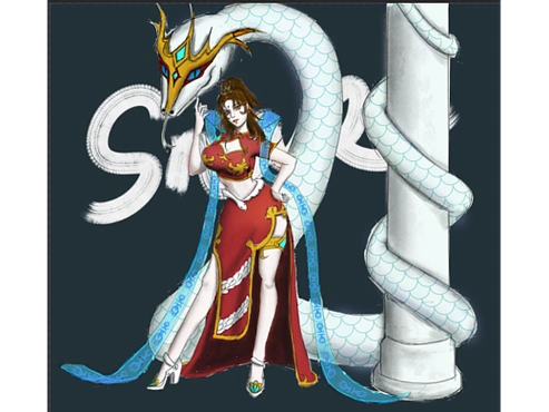 原创游戏角色蛇女-瑟雅提-立绘初稿