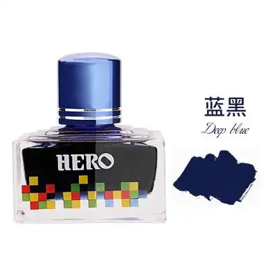 hero英雄彩色墨水十二色发烧友非碳素墨水不堵钢笔墨水糖果色_蓝黑色