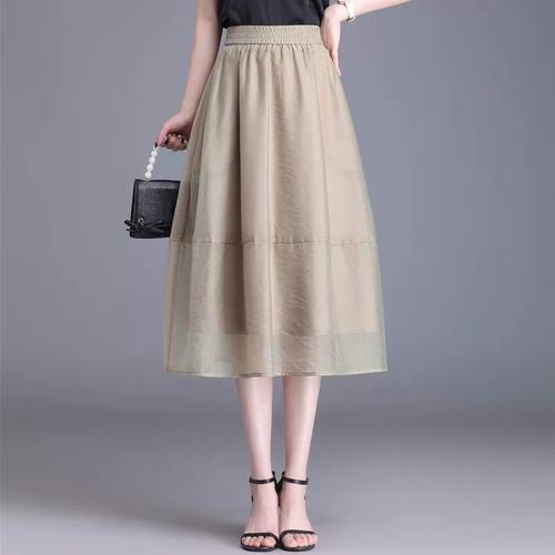 网纱半身裙女夏季2023年新款韩版a字高腰高级感包臀裙小个子裙子