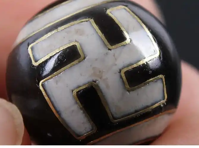 西藏万字天珠圆珠 diy佛珠手串顶珠多宝串配珠 藏传天珠配饰 图片色