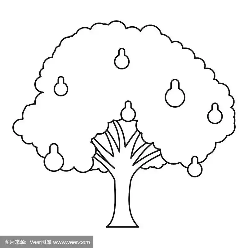 梨树图标轮廓风格