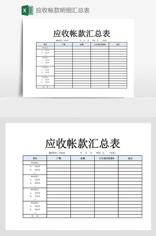 应收帐款明细汇总表
