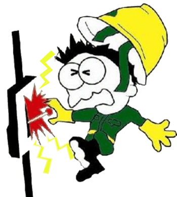 工作中的触电标识教育卡通图