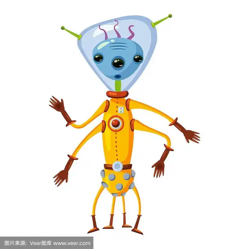穿着太空服的外星人,一个奇异有趣的类人角色,一个怪物.