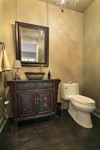 现代别墅经典仿古式储物柜卫生间装修效果图