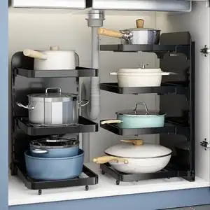 厨房炒锅收纳架图片