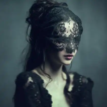 黑色蕾丝蒙面美人头像