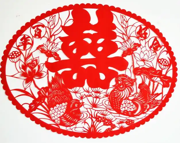 【77*59cm】结婚用品 大号绒布压床喜字 圆形鸳鸯龙凤喜子 批发