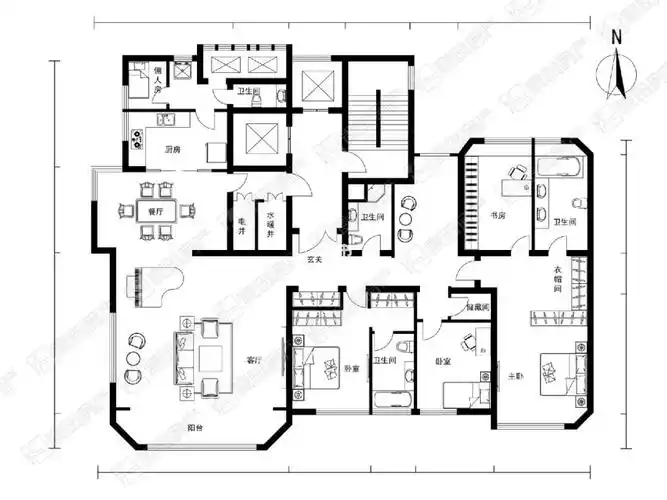 300平南北通透五居室望京