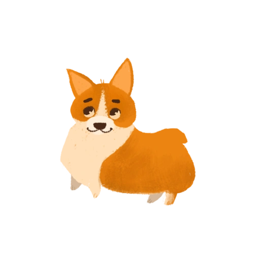 手绘可爱宠物柯基小狗插画