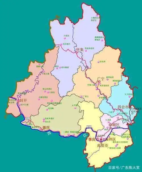 肇庆市各县市地理位置图