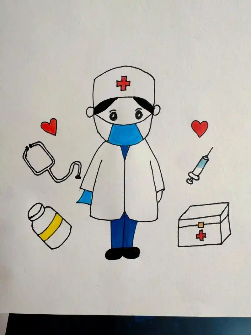 医生简笔画 #手抄报 大学学习的关于画画的三脚猫功夫～全用