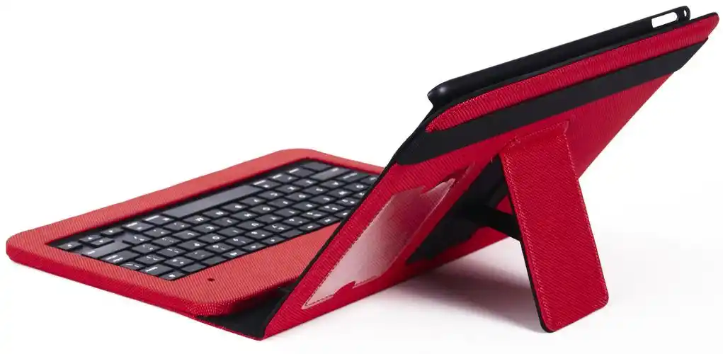 durable red ipad keyboard leather case with 8 pin plug play