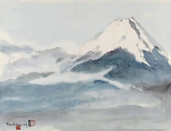1084富士山镜心设色纸本