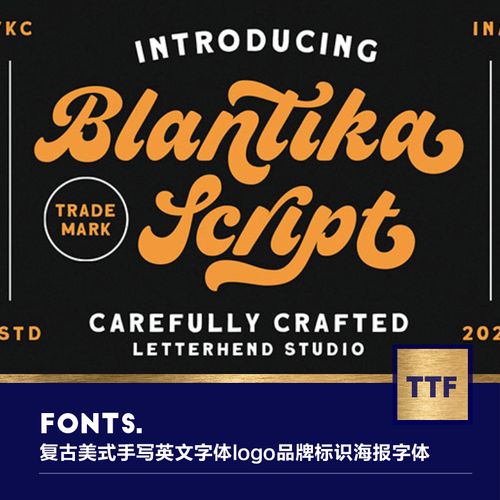 复古美式手写圆润英文字体logo品牌标识海报艺术字体设计素材