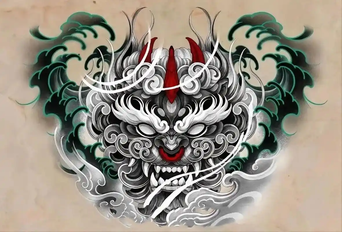 一波唐狮组合纹身手稿 唐狮